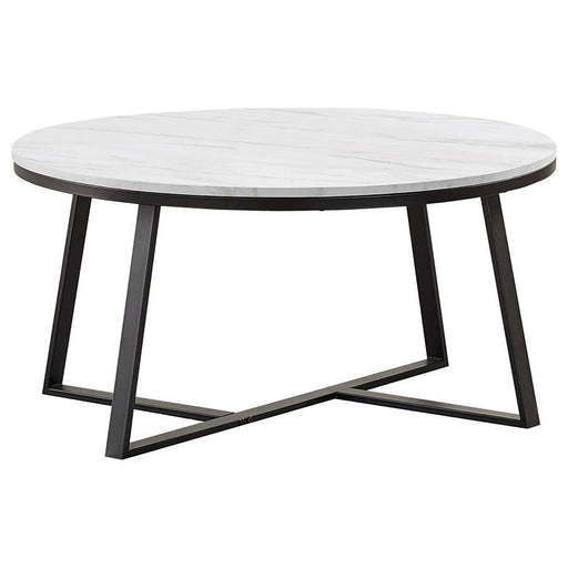 Hugo - Round Coffee Table - White And Matte Black Unique Piece Furniture