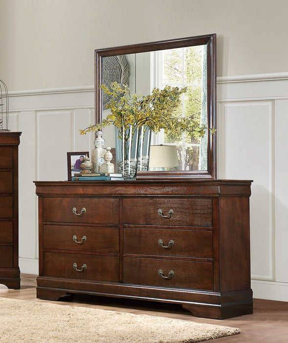 Traditional Design Brown Cherry Finish Dresser 1 Piece Louis Phillipe Style Classic Bedroom Furniture