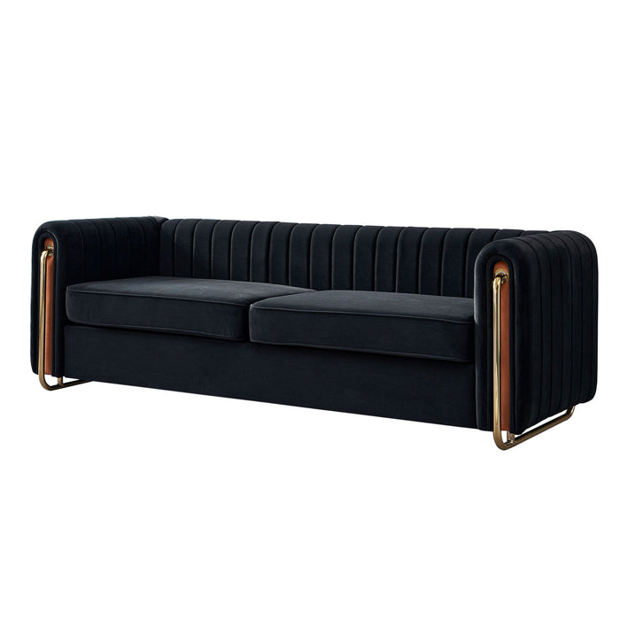 Modern Velvet Sofa Black Color - Velvet