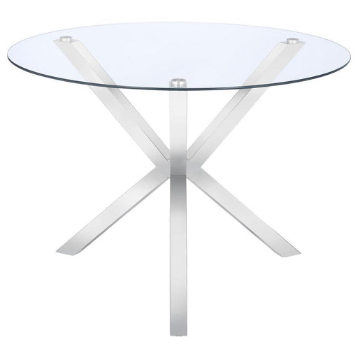 Vance - Glass Top Dining Table With X-Cross Base - Chrome Unique Piece Furniture