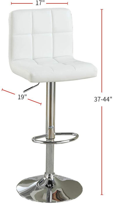 White Faux Leather Bar Stool Counter Height Chairs (Set of 2) Adjustable Height Kitchen Island Stools Modern
