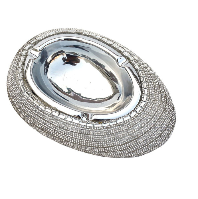 Ambrose Chrome Plated Crystal Embellished Ashtray - Silver