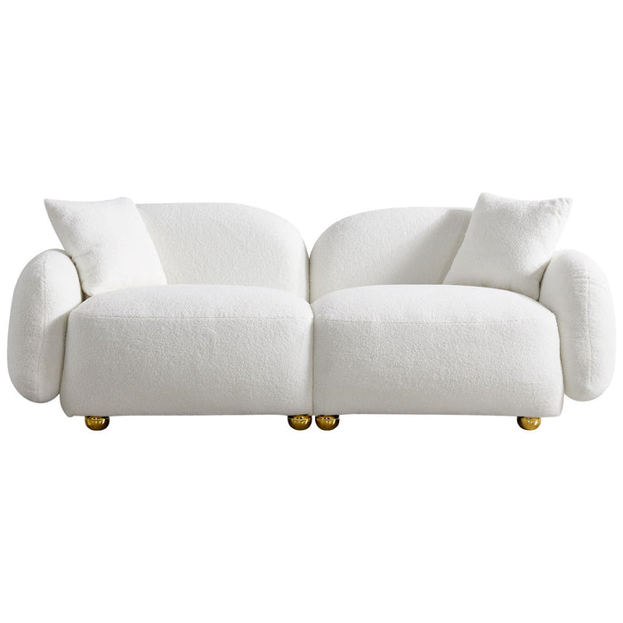 77.95" Cozy Teddy Fabric Sofa - Luxurious Plush Upholstered Couch For Ultimate Comfort And Style