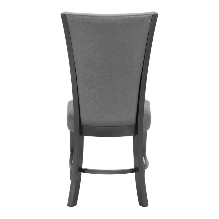 2 Piece Contemporary Glam Upholstered Dining Side Chair Padded Plush Gray Fabric Upholstery Rich Black Color Wooden Furniture