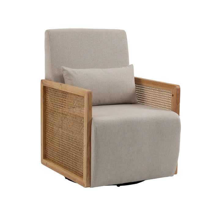 Coolmore Modern Comfortable Upholstered Accent Chair / Linen Accent Chair With Ottoman For Living Room, Bedroom - Beige