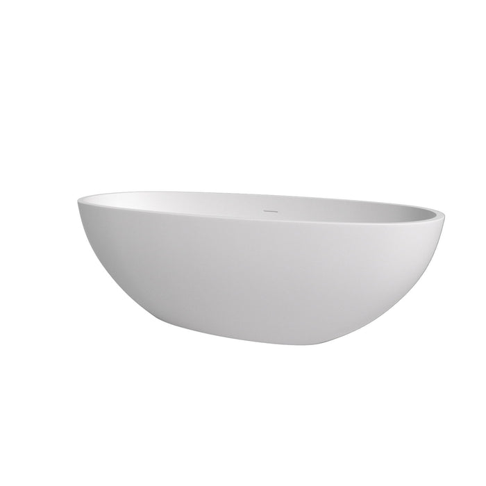 65'' Modern Oval Tub Solid Surface Stone Resin Freestanding Soaking Bathtub