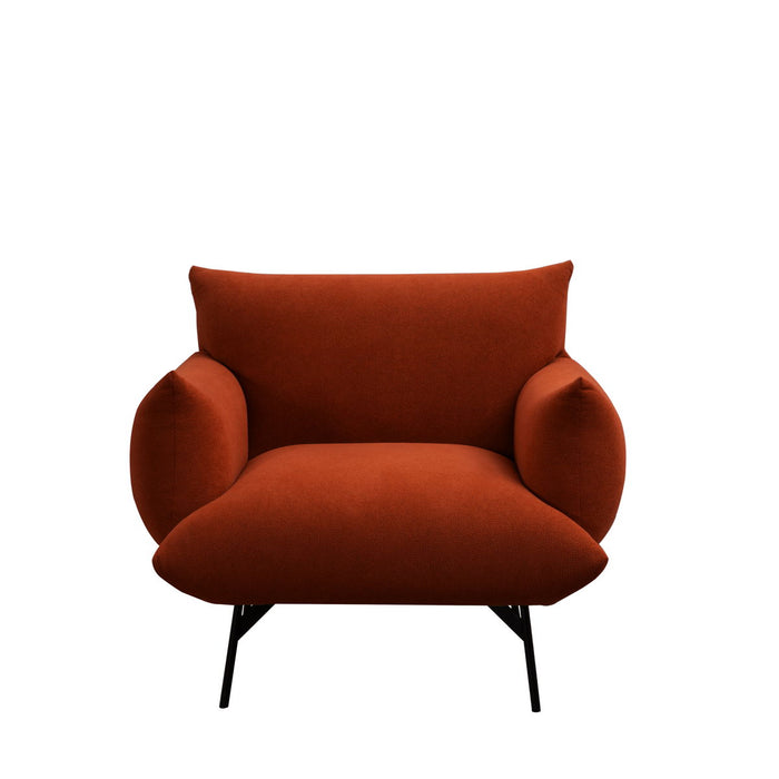 Oversized Living Room Accent Armchair Upholstered Single Sofa Chair, Mid-Century Modern Comfy Fabric Armchair With Metal Leg For Bedroom Living Room Apartment Curry