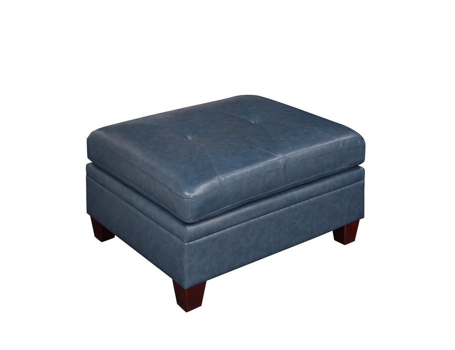 Contemporary Genuine Leather 1 Piece Ottoman Ink Blue Living Room Furniture