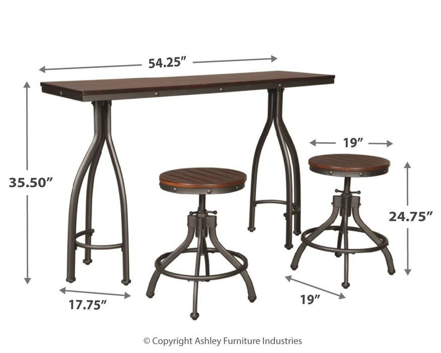 Odium - Rustic Brown - Rect Drm Counter Tbl Set(Set of 3) Unique Piece Furniture