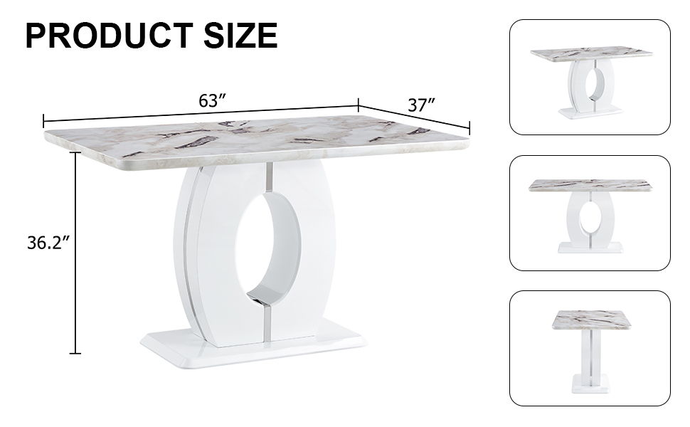 Modern Minimalist White Marble Patterned Dining Table, Bar Table A Rectangular Office Desk Game Table Table Used In Restaurants, Living Rooms, Terraces, Kitchens