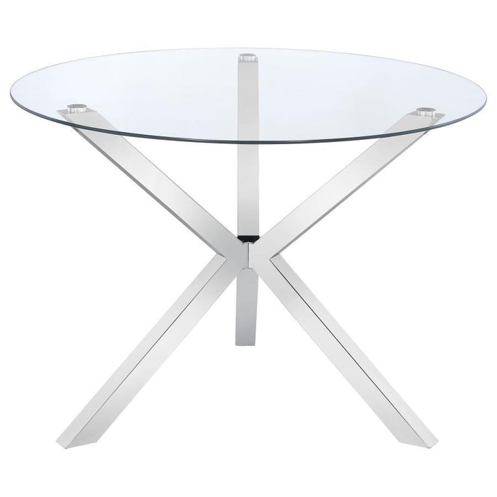 Vance - Glass Top Dining Table With X-Cross Base - Chrome Unique Piece Furniture