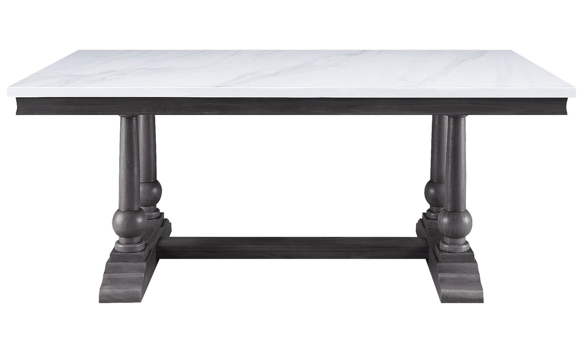 Yabeina - Dining Table - Marble Top & Gray Oak Finish Unique Piece Furniture