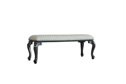 House - Delphine - Bench - Two Tone Ivory Fabric & Charcoal Finish Unique Piece Furniture