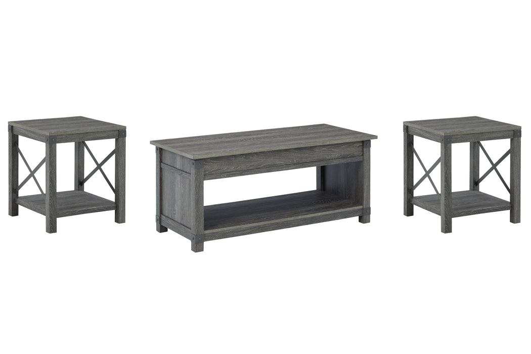 Freedan - Grayish Brown - 3 Pc. - Coffee Table, 2 End Tables Unique Piece Furniture