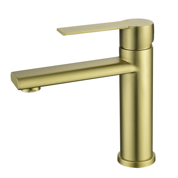 Single Hole Bathroom Faucet, Hot / Cold Indicators - Gold