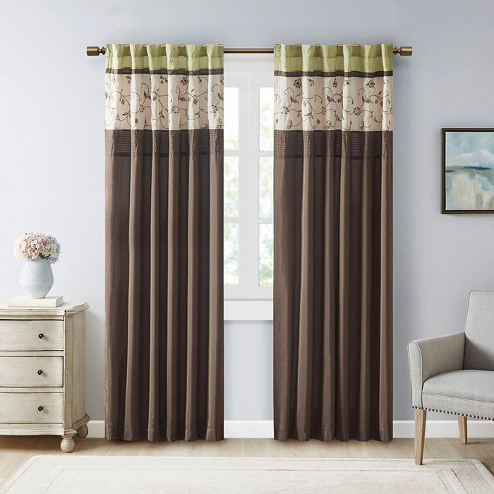 Embroidered Curtain Panel - Green