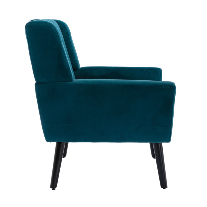 Modern Soft Velvet Material Ergonomics Accent Chair Living Room Chair Bedroom Chair Home Chair With Black Legs For Indoor Home - Teal