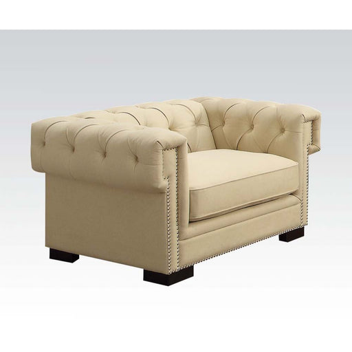 Eulalia - Chair - Cream Polished Velvet Unique Piece Furniture