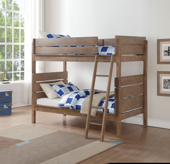 Ranta - Twin Over Twin Bunk Bed - Antique Oak Unique Piece Furniture
