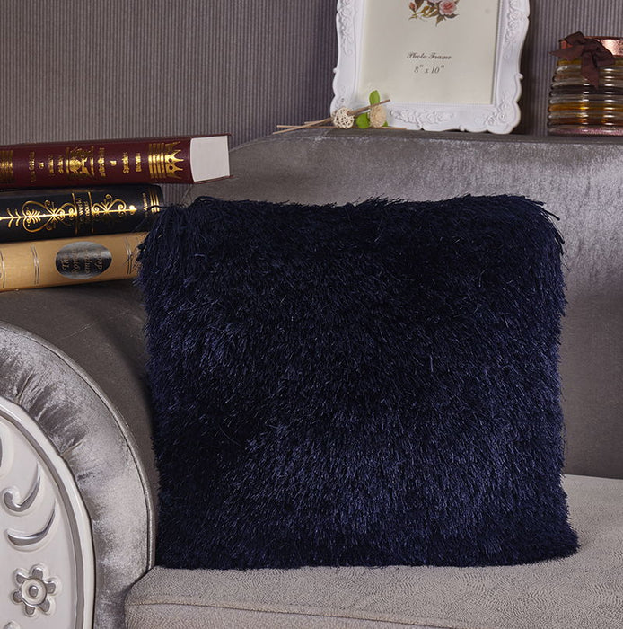 Decorative Shaggy Pillow (18 In X 18 In) - Blue
