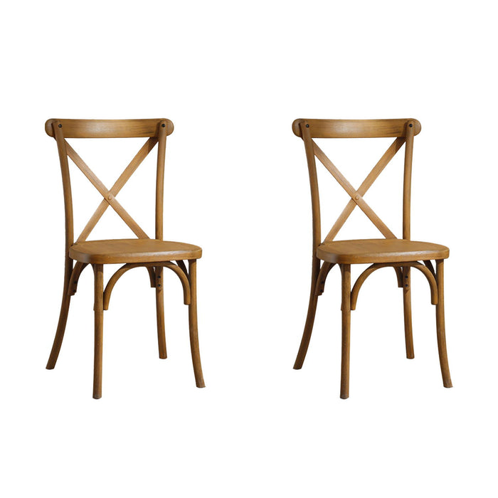 2-Pack Resin X-Back Chair, Natural
