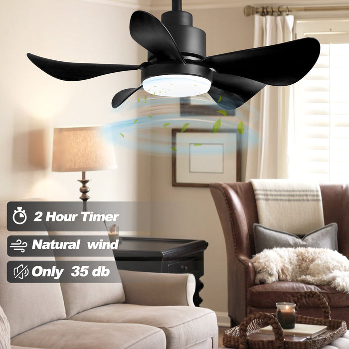 Ceiling Fans With Lights And Remote/App Control, Low Profile Ceiling Fans With 5 Reversible Blades 3 Colors Dimmable 6 Speeds Ceiling Fan For Bedroom Kitchen