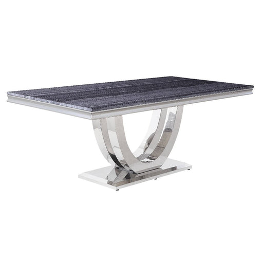 Cambrie - Dining Table - Faux Marble & Mirrored Silver Finish Unique Piece Furniture