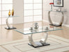 Pruitt - Glass Top Coffee Table - Clear And Satin Unique Piece Furniture
