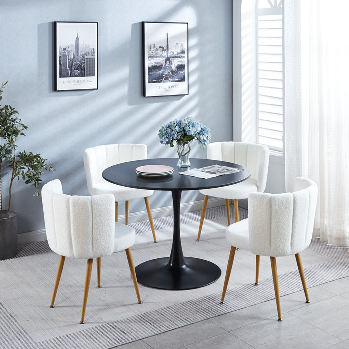 1+4, 5Pieces Table And Chair, Black And White Dining Sets, Kitchen Sets, Coffee Sets, MDF Table And Fabric Chair