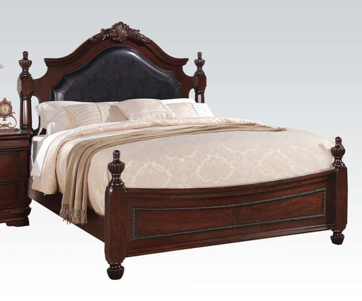 Gwyneth - California King Bed - Black PU & Cherry Unique Piece Furniture