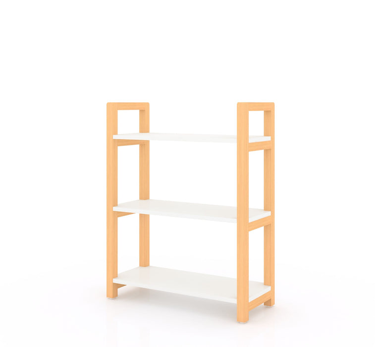3-Tiers Storage Bookcase With Solid Wood Frame, White