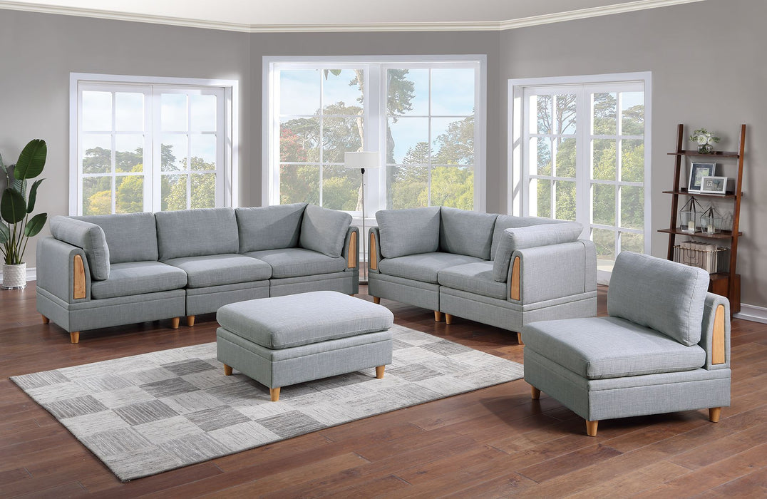 Living Room Furniture Ottoman Light Gray Dorris Fabric 1 Piece Cushion Ottomans Wooden Legs