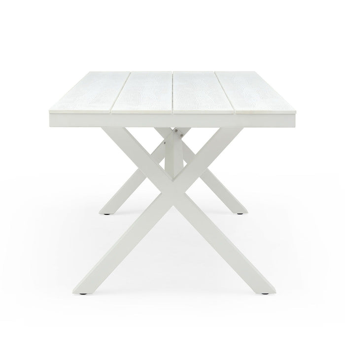 70.87 Inch Rectangular Dining Table With X-Shape Aluminum Table Leg / Metal Base, White