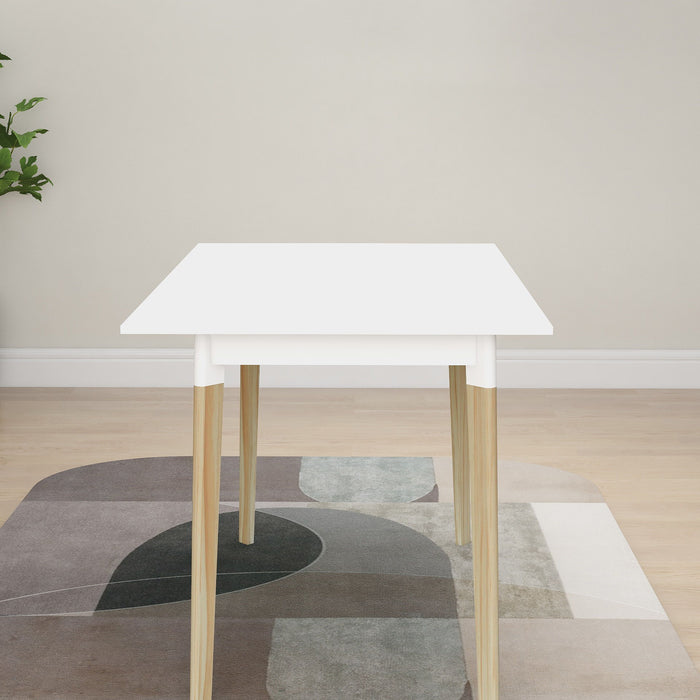 Modern Dining Table 47" Kitchen Table Rectangular Top With Solid Wood Leg - White