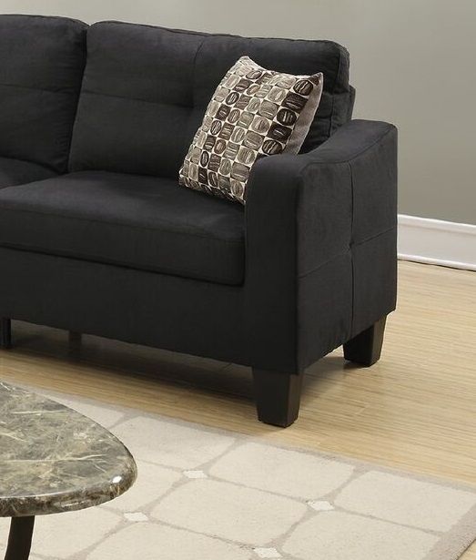 Living Room Furniture 2 Pieces Sofa Set Black Polyfiber Sofa And Loveseat Pillows Cushion Couch