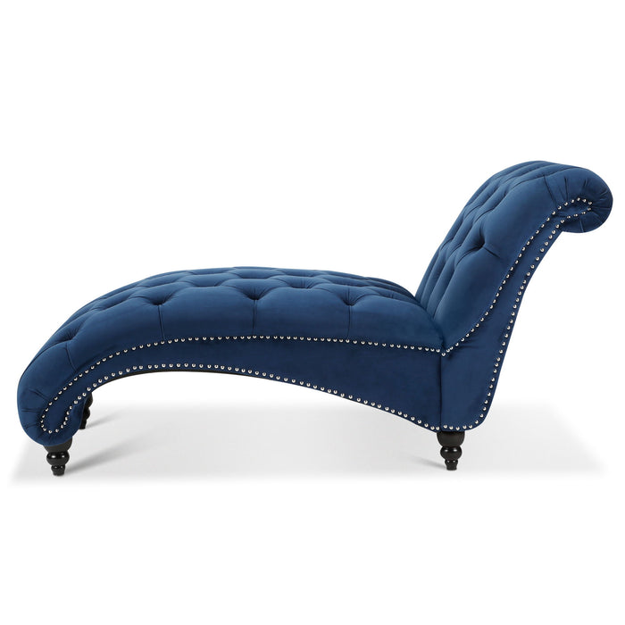 Tufted Armless Chaise Lounge - Blue