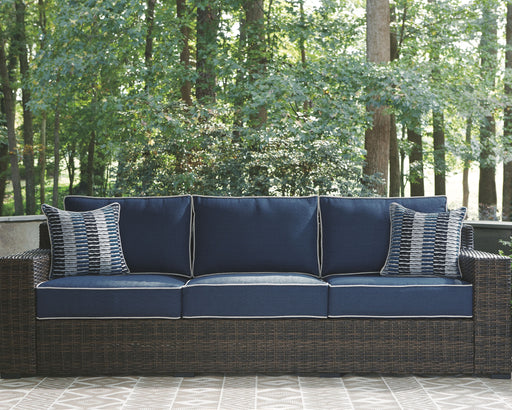 Grasson - Brown / Blue - Sofa With Cushion Unique Piece Furniture