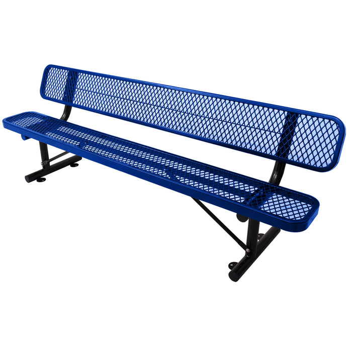 8 Ft. Outdoor Steel Bench With Backrest Blue