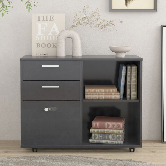 Drawer File Cabinet With Coded Lock - Dark Gray