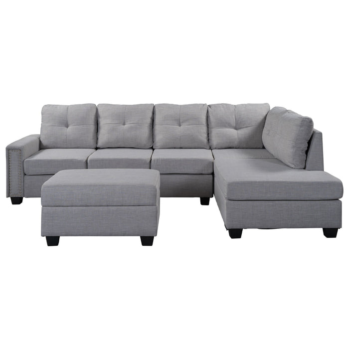 Orisfur. Reversible Sectional Sofa Space Saving With Storage Ottoman Rivet Ornament L-Shape Couch For Large Space Dorm Apartment