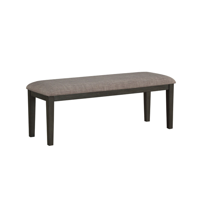 Transitional Look Gray Finish Wood Framed 1 Piece Bench Fabric Upholstered Seat Casual Dining Furniture