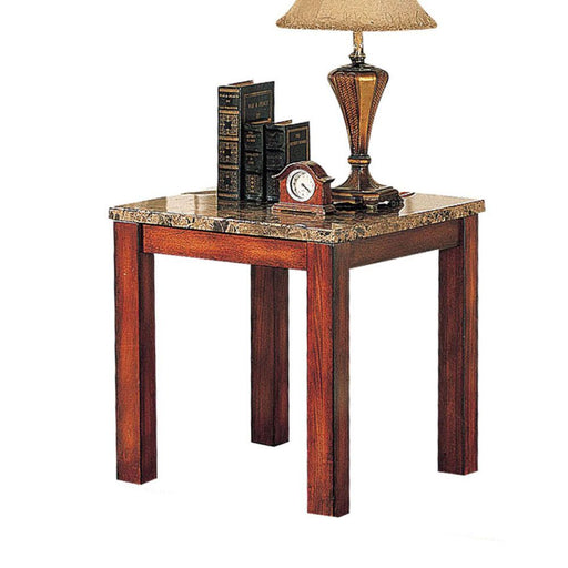 Bologna - End Table - Brown Marble & Brown Cherry Unique Piece Furniture