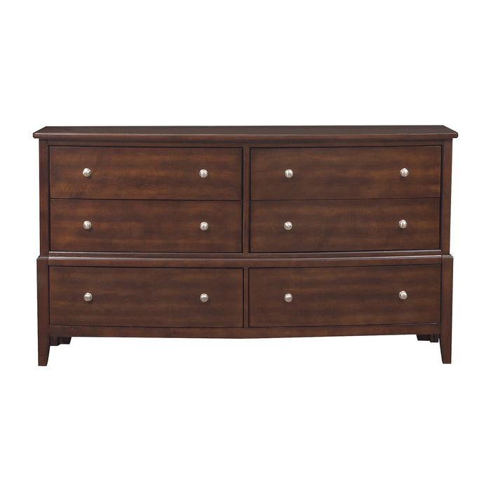 Transitional Style Bedroom Furniture 1 Piece Dresser Of 6 Drawers Dark Cherry Finish Wooden Furniture