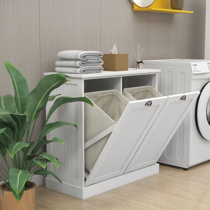 Two - Compartment Tilt - Out Laundry Sorter Cabinet - White