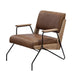 Eacnlz - Accent Chair - Cocoa Top Grain Leather & Matt Iron Finish Unique Piece Furniture