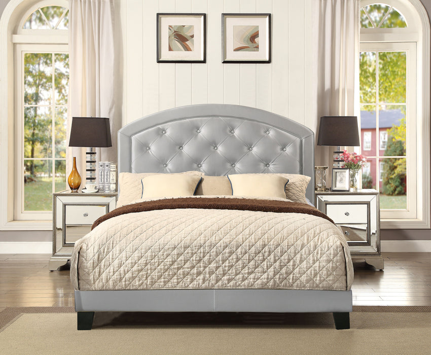 Full Upholstered Platform Bed With Adjustable Headboard 1 Piece Full Size Bed Silver Fabric