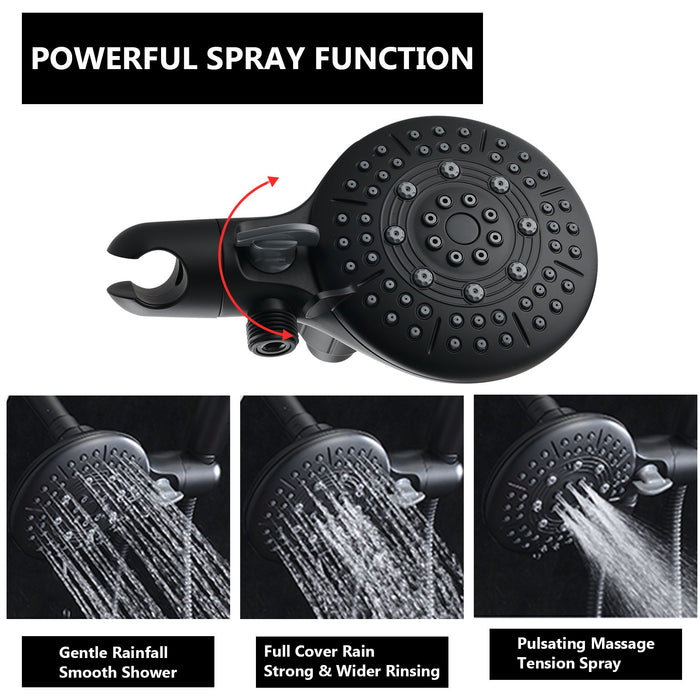 Classic High Pressure Single Handle 7 Function Rain Shower Head With Handheld Shower With Tup Spout - Matte Black