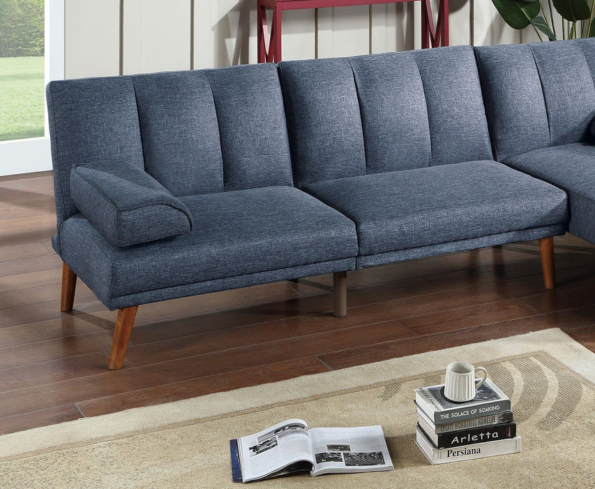 Navy Color Polyfiber 2 Pieces Sectional Sofa Set Living Room Furniture Solid Wood Legs Plush Couch Adjustable Sofa Chaise