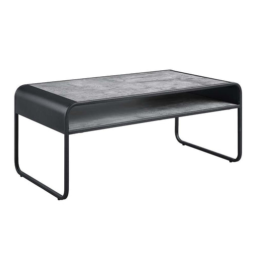 Raziela - Coffee Table - Concrete Gray & Black Finish Unique Piece Furniture