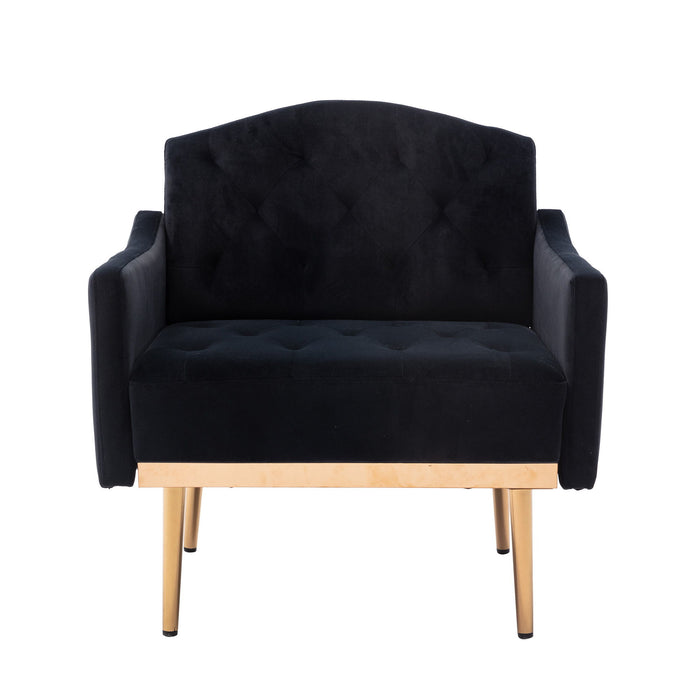 Coolmore Accent Chair, Leisure Single Sofa With Rose Golden Feet - Black & Beige Legs